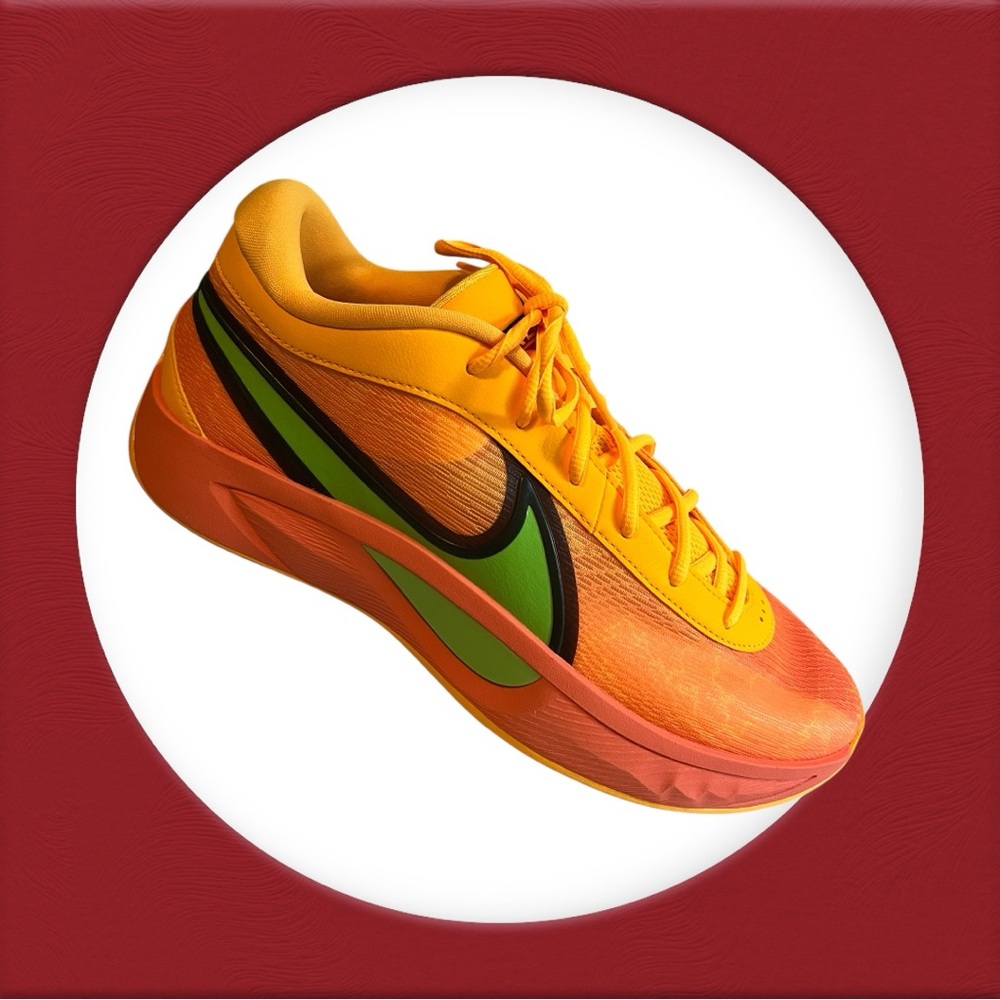 Nike Men's Vibrant Orange and Green Sneakers Sz 10